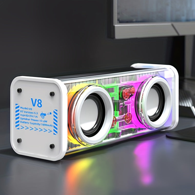 Kinglucky Portable Wireless Bass Speaker with Subwoofer, Stereo Speaker with Dual Speakers, Color-Changing LED Light, Support TF Card/AUX/U Disk, Wireless Subwoofer Speaker for Home, Car, Outdoor Use, Perfect Christmas Gift f