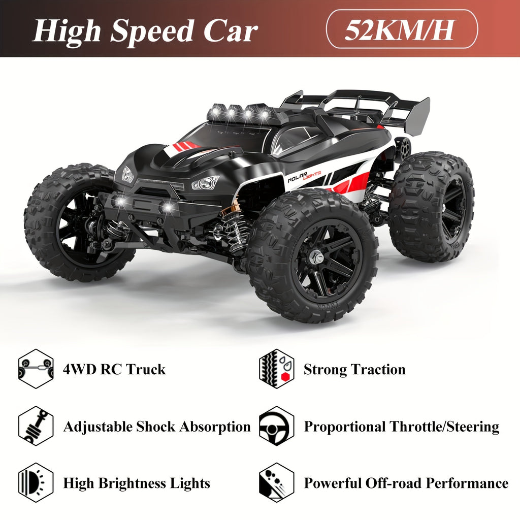High Speed RC Car, 1: 14 Full Scale 4WD Vehicle, Modular Lithium Battery, Large Amplitude/Torque Steering Gear, Damping System, 6 Lights, Drifting/ Racing/ Climbing, Birthday Gifts