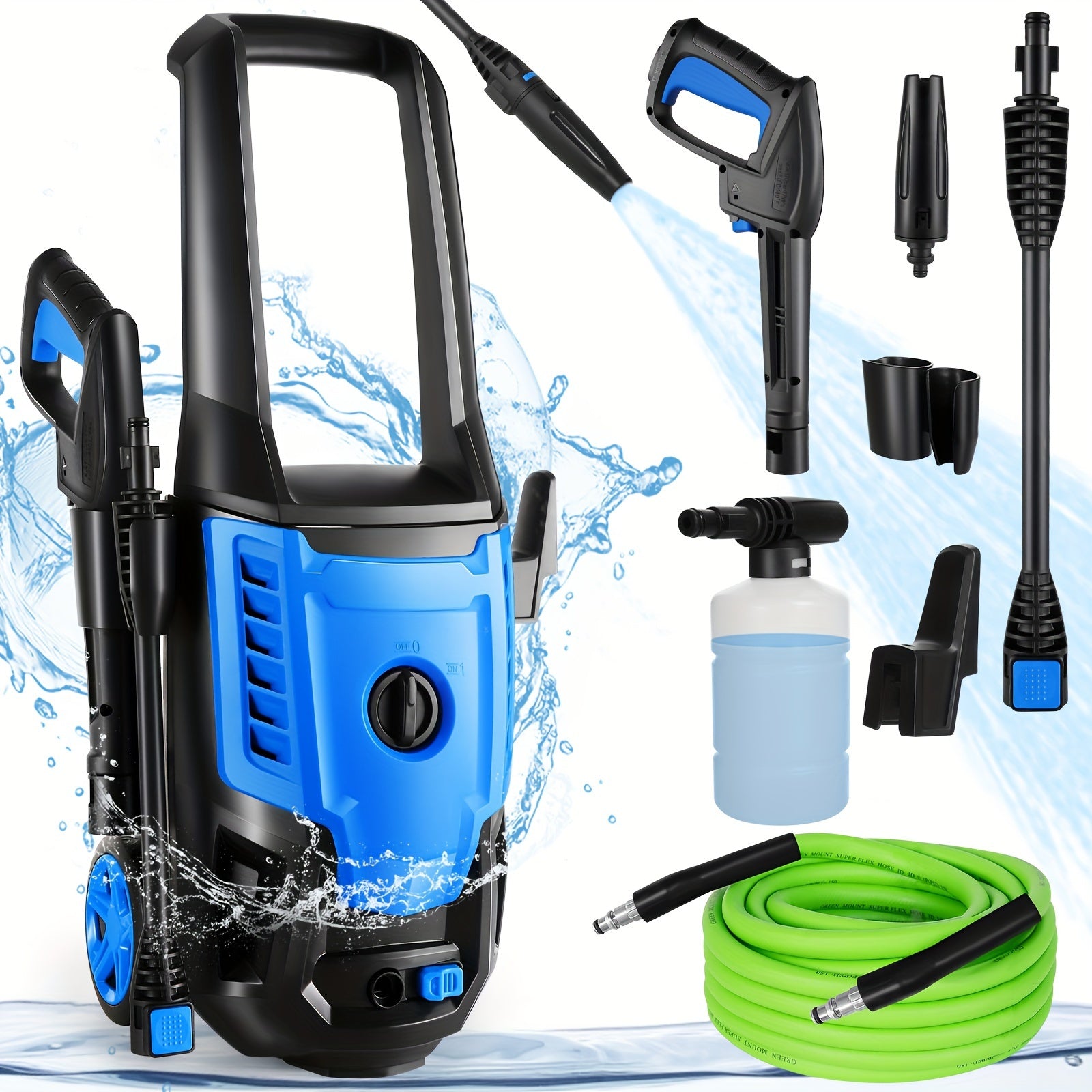 Power Washer, H4800 Pressure Washer 1800W Electric High Pressure Washer Professional Car Washer Cleaner Machine With With All-in-one Adjustable Nozzle & Hose For Patio Garden Yard Vehicle