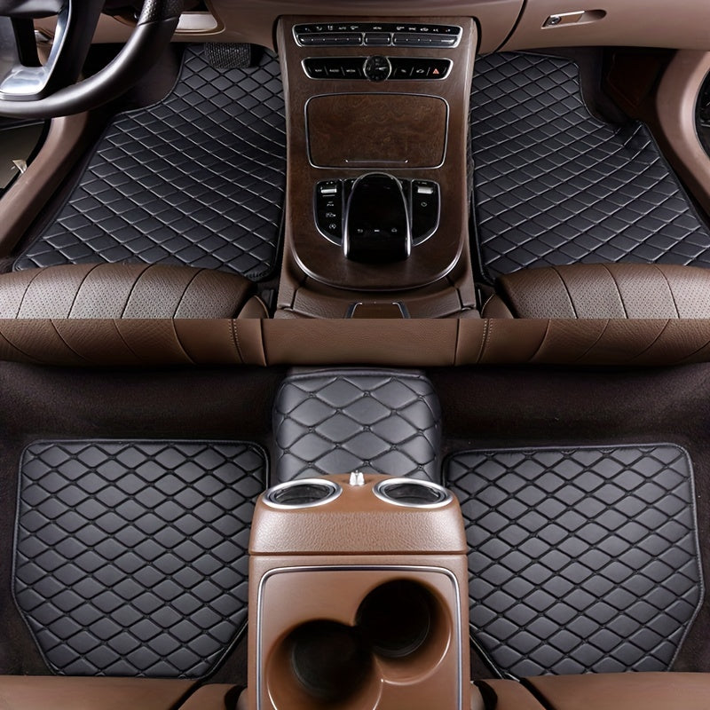 5-piece Durable Waterproof Car Floor Mats - Protect Your Vehicle's Interior with Faux Leather Accessories for Front and Rear Seats