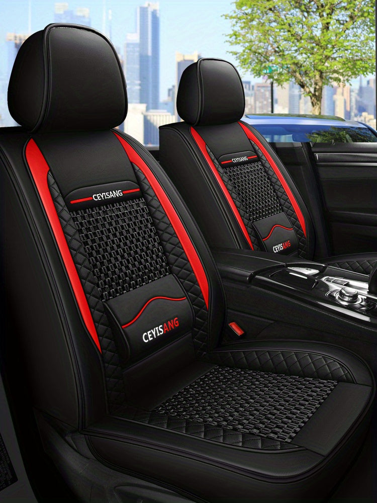 Universal Motors Car Seat Cover Ice Silk PU Leather Waist Cushion Anti Slip And Breathable 1Pcs Durable InteriorAuto Accessories