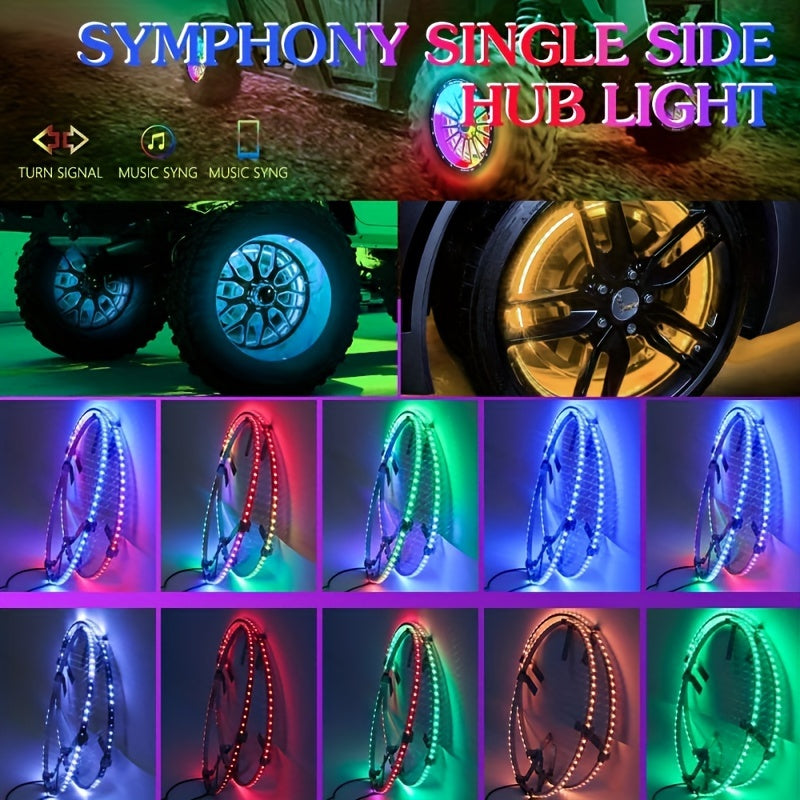 Car Environment Lights, 15.5 Inch Wheel Light Kit, Christmas Decoration, Truck Wheel Rock Lights, Can Be Controlled By Remote Control And APP Simultaneously Lock Function, Mobile App Music Rhythm Control LED Lights, Car High