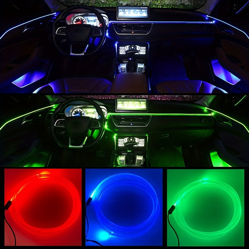 118.11 Inch 7 Color In 1 Car Interior Accessories Atmosphere Lamp EL Cold Light Line With USB DIY Decorative Dashboard Console Auto LED Ambient Lights