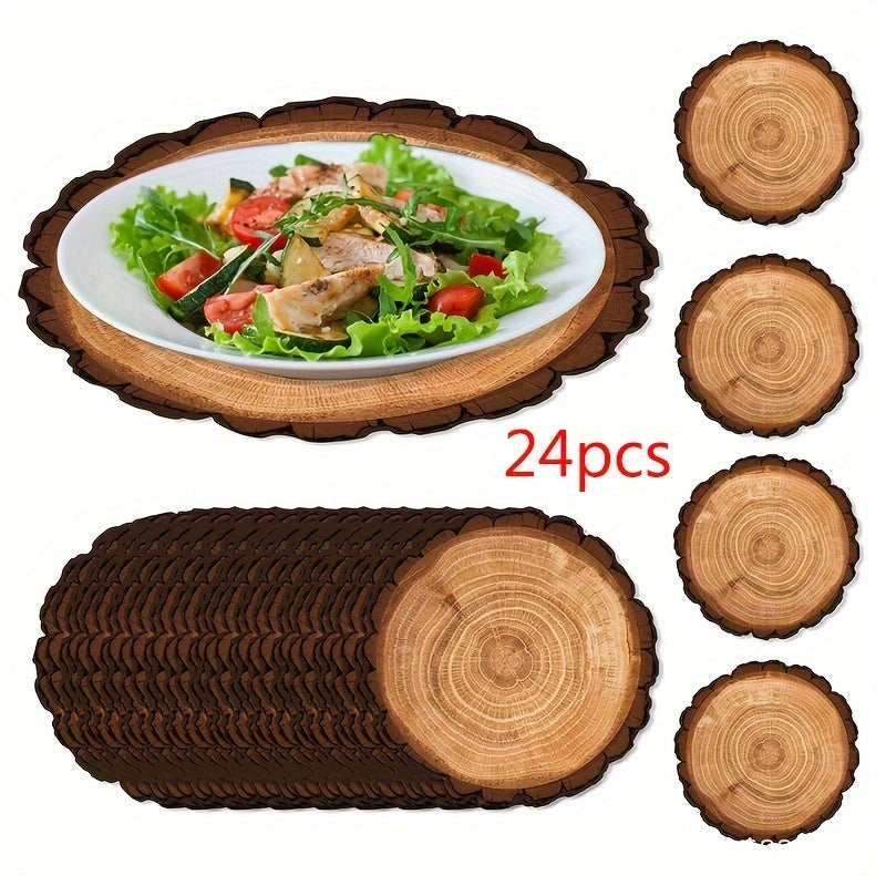 24pcs Vintage Wood Grain Paper Placemats, Decorative Disposable Napkins for Wedding, Birthday, Multipurpose Use - Eco-Friendly Paper Material, Perfect for Christmas, Halloween, Thanksgiving - Versatile Themed Napkin Set for S