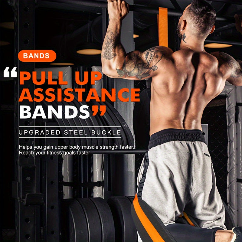 Pull Up Assist Band Set with Adjustable Resistance, Heavy-Duty TPE Fabric, Upgraded Metal Buckle & Cloth Protection, Durable Stretch Fitness Bands for Upper Body Strength - Includes Foot/Knee Rests