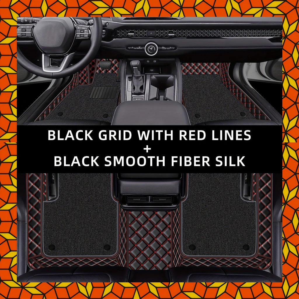 for Kia EV6 2023 PUPU LeatherPU Leathr Dual-Layer Left Hand Drive Car Floor Mats, Embroidered Lower Layer with Removable Wash Soft Upper Coverage Full Set of Three Mat Sets Fits Tightly to Vehicle Model Detachably Layered for