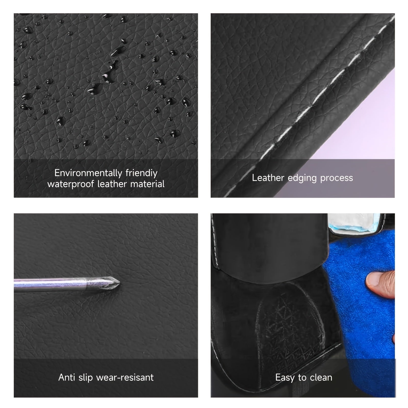 Car Backseat Storage Bag, Eco-friendly, Waterproof And Scratch-resistant, Multi-functional 9 Storage Pockets With Tablet Stand, Table Tray Folding, Seat Back Protection Pad, Strong Load Bearing Capacity - PU Leather