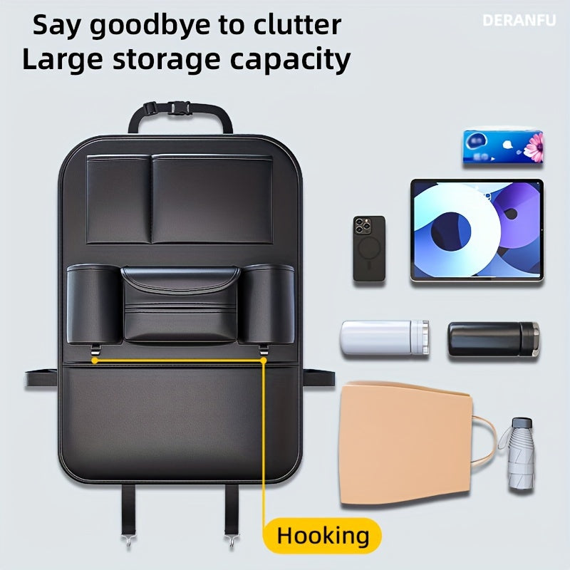 1 Piece PU Leather Universal Car Seat Back Storage Bag - Large Capacity Multifunctional Pocket with Rear Storage for Organizing Essentials