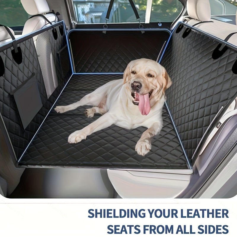 Ultimate Dog Back Seat Cover - 100% Waterproof, Scratch-Resistant, Anti-Slip, Mesh Window, Easy Clean Design - Standard Size for Cars, SUVs, and Trucks