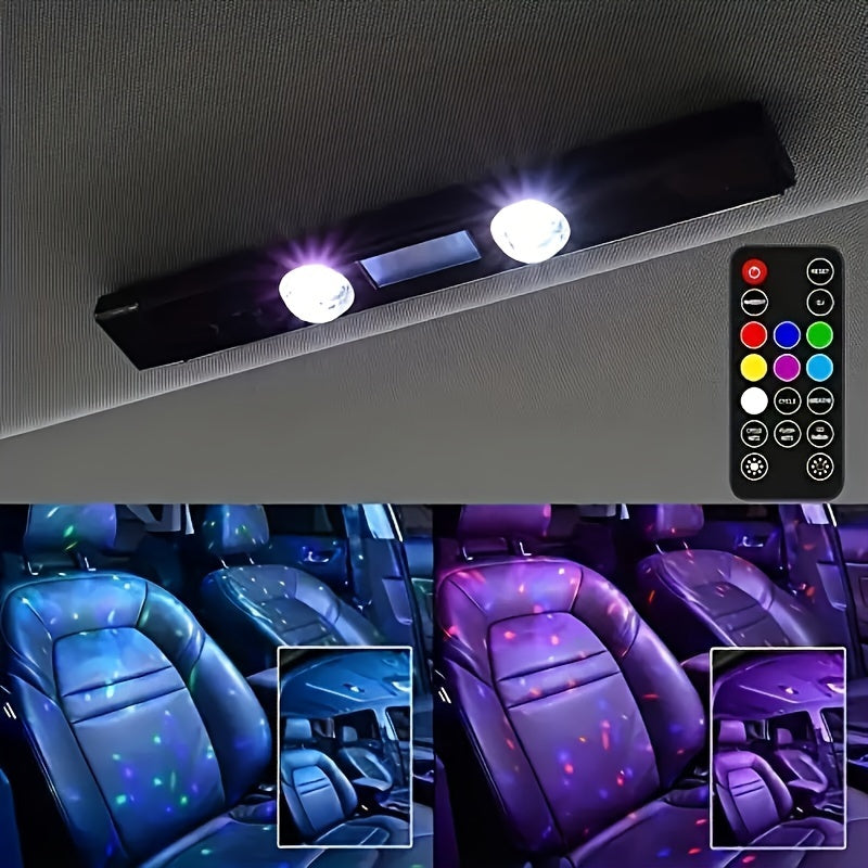 USB Rechargeable RGB Neon Car Lights with Music Sync - Multicolor LED Atmosphere Lighting, Remote Control Included, Ideal for Vehicle Interior Decoration and Party Ambiance, Car Interior Lighting|Remotecontrolled Lights|Vibra