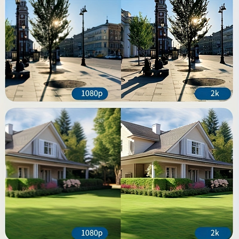 Solar Security Camera Wireless Outdoor System, 3K/4MP Battery Powered WiFi Camera for Home Security, Panoramic PTZ, Auto Tracking, Human/Vehicle Detection, Night Vision, Spotlights, 2-Way Talk