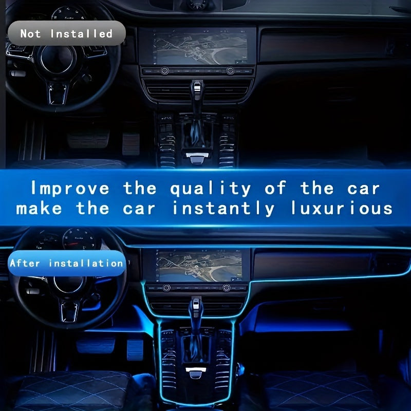 Flexible 200cm/79inch LED Strip Automobile Atmosphere Lamp - Car Interior Lighting Decoration Garland Wire Rope Tube Line Neon Light USB Drive