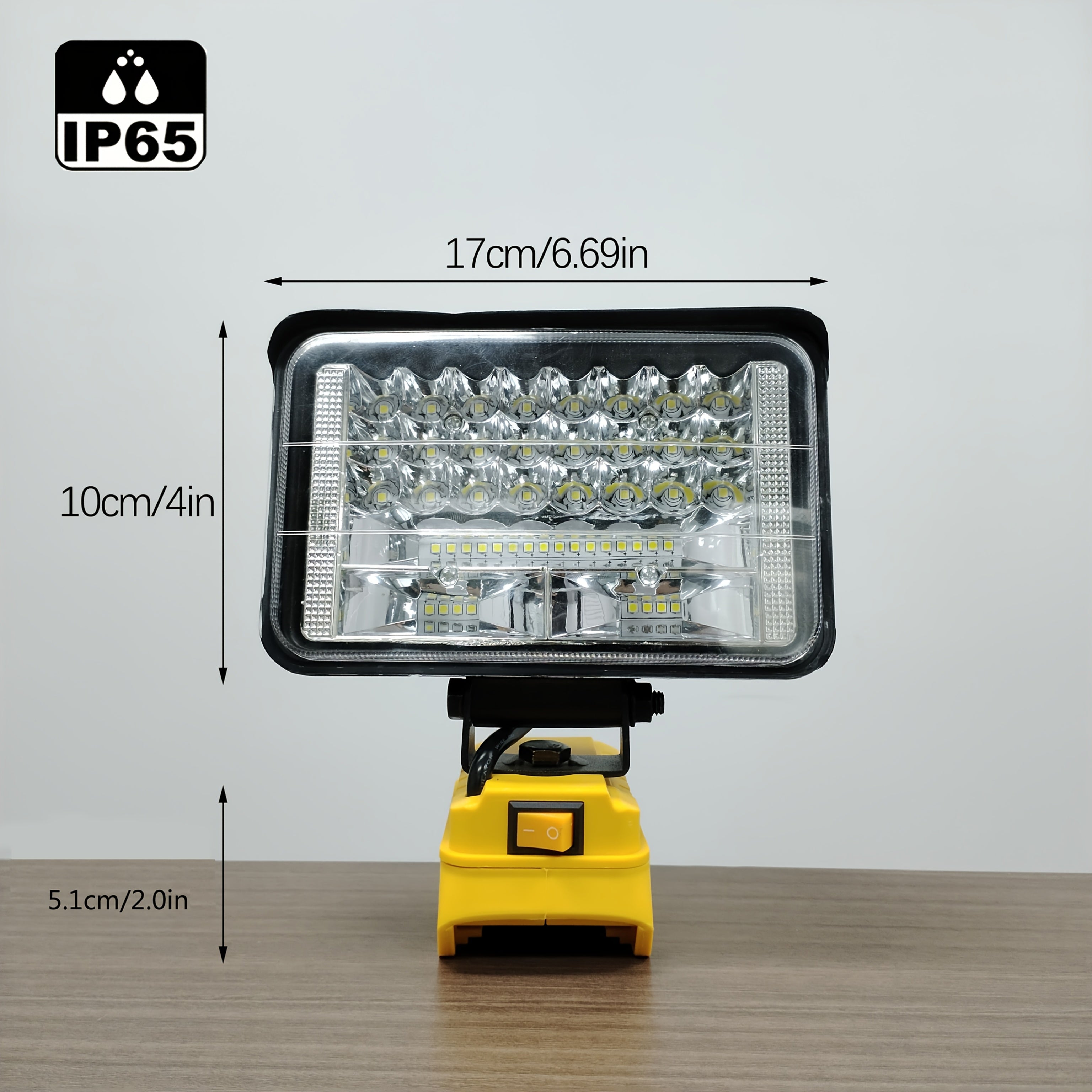 Water and Dust Resistant 48W 3800 Lumens/60W 4500 Lumens/90W 5400 Lumens Cordless LED Work Light - LED Flood Light with 2 USB Charging Ports - Battery Light for Outdoor, Camping, Car Repair, Emergency & Job Site Lighting (wit