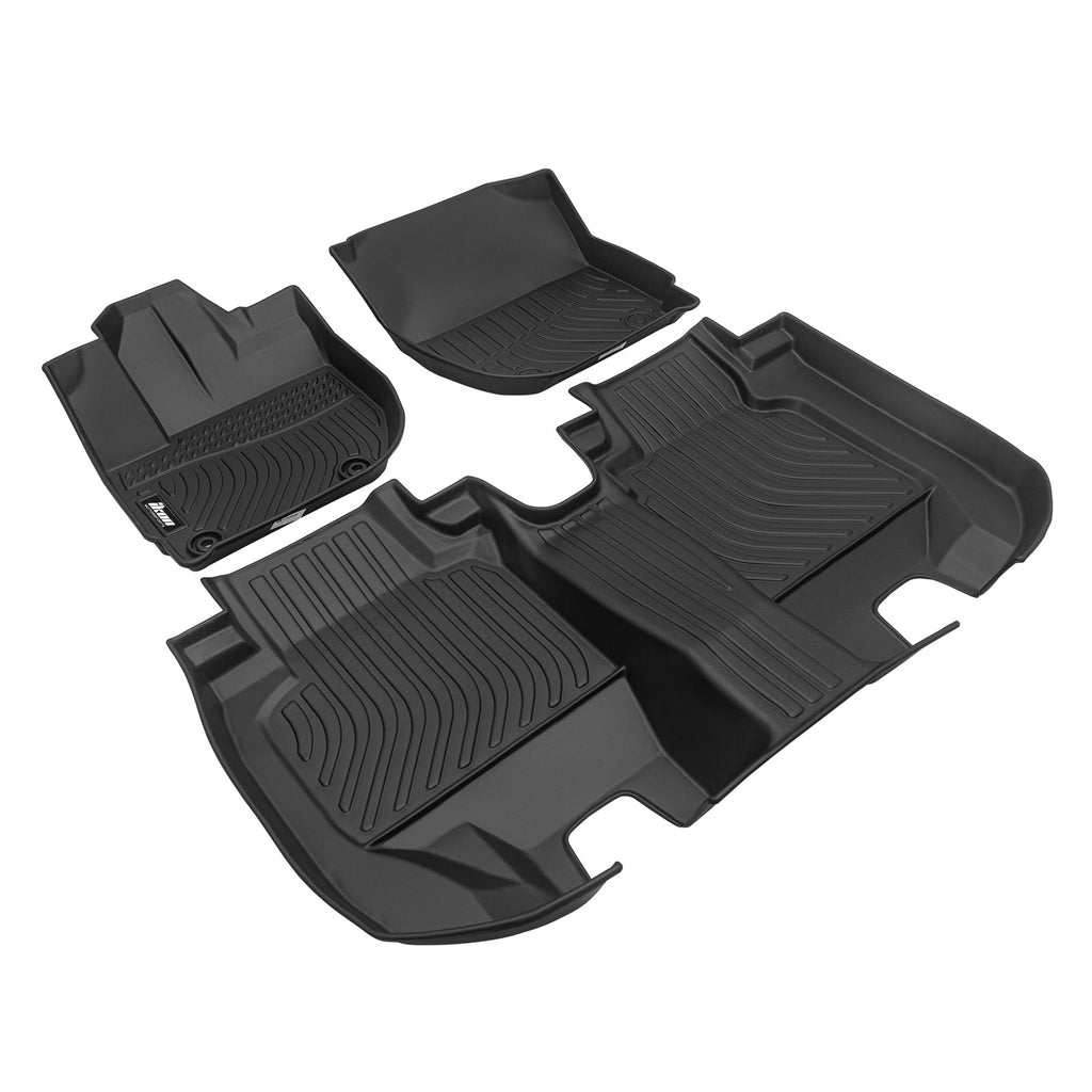 3D TPE Floor Mats, For Honda For HR-V 2016-2022, All Weather Waterproof Anti-Slip Floor Liners, Front & 2nd Row Full Set Car Interior Accessories, Black