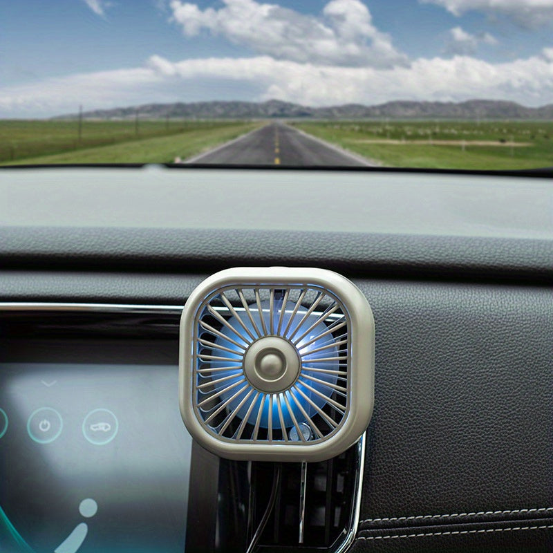 Portable Car Air Conditioning Vent Fan Powered by USB, Featuring a Gradient Colorful Ambient Light, Suitable for Front And Rear Air Vents, Without Battery