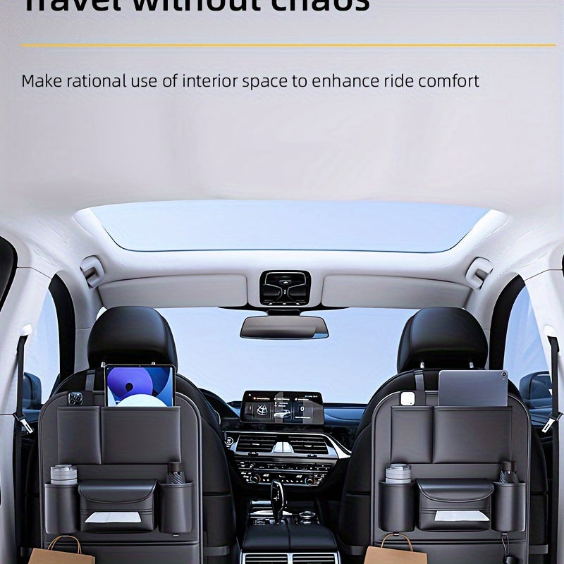 1 Piece PU Leather Universal Car Seat Back Storage Bag - Large Capacity Multifunctional Pocket with Rear Storage for Organizing Essentials