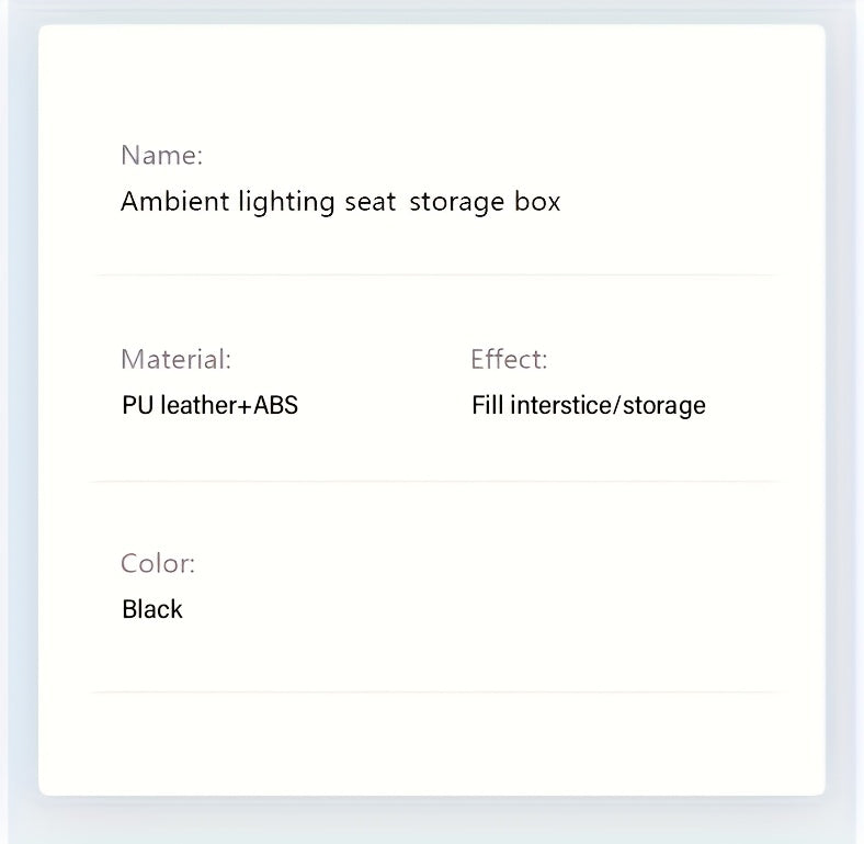 Car Seat Slot Storage Box, ABS Resin, with Mobile Phone Holder, Charger, Ambient Lighting, Center Control Armrest, for Car Interior