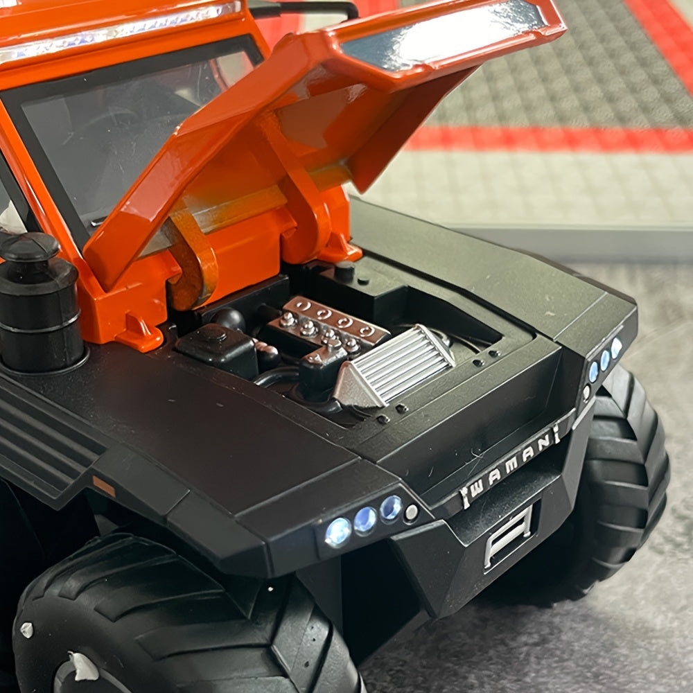 1/24 8x8 Off-Road Pickup Model Car wheel armored vehicle with Lights and Sounds, Zinc Alloy Pull Back Toy car with Sound and Light for Kids Boy Girl Gift