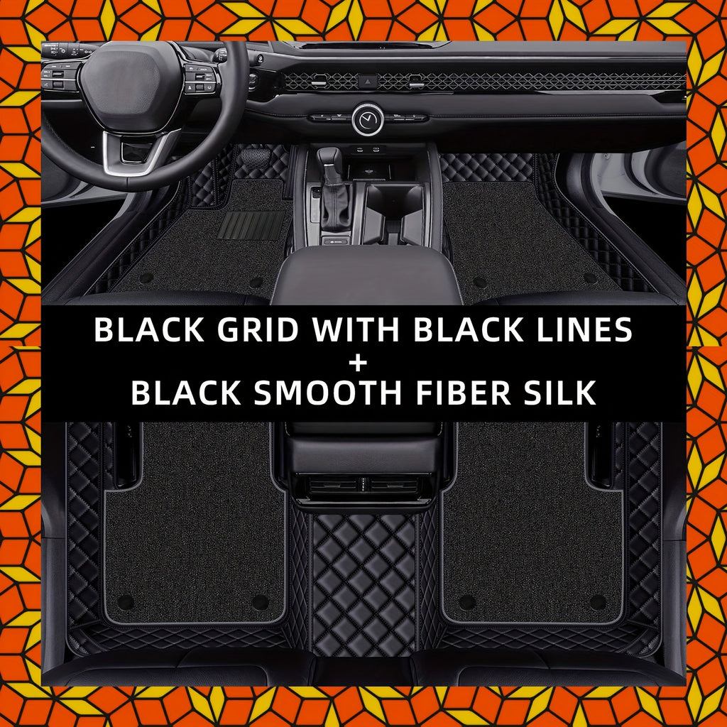 for Kia EV6 2023 PUPU LeatherPU Leathr Dual-Layer Left Hand Drive Car Floor Mats, Embroidered Lower Layer with Removable Wash Soft Upper Coverage Full Set of Three Mat Sets Fits Tightly to Vehicle Model Detachably Layered for