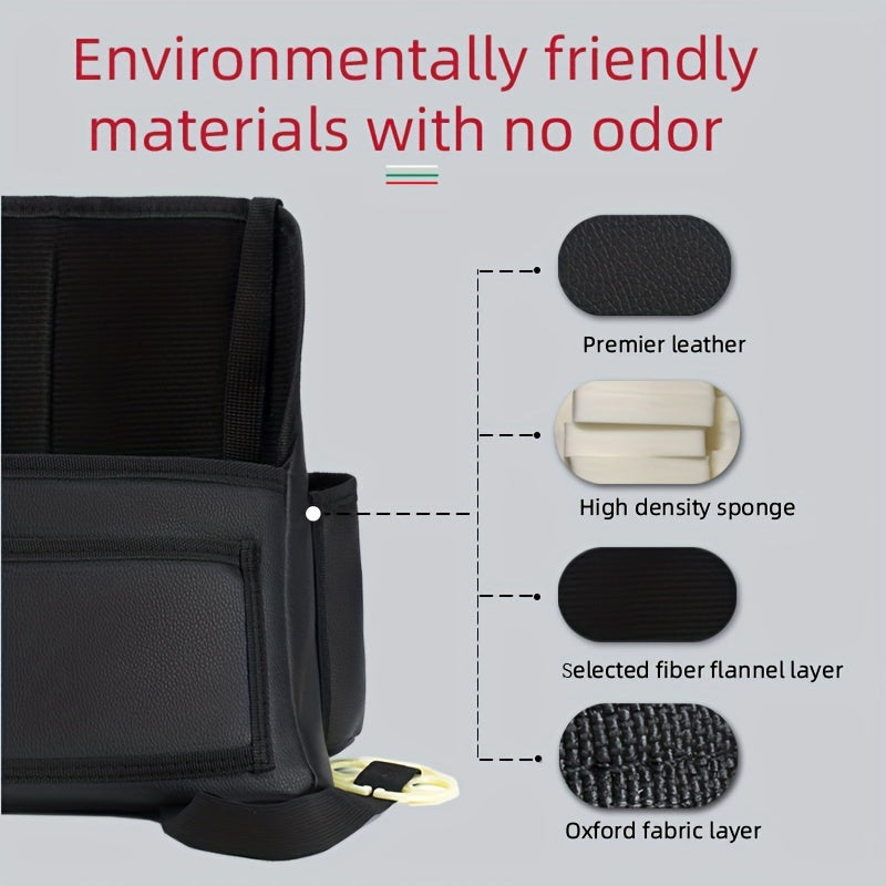 Faux Leather Car Seat Organizer - Fit, Multi-Pocket Storage Pouch With Handheld Design For Vehicle Interior Organization
