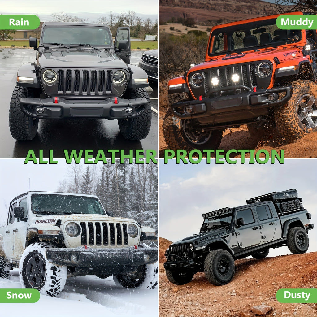 Floor Mats Fit for Jeep Gladiator JT 2020-2024, Custom Fit TPE All-Weather Rubber Floor Mats, 1st & 2nd Row Full Set Car Liners, Black