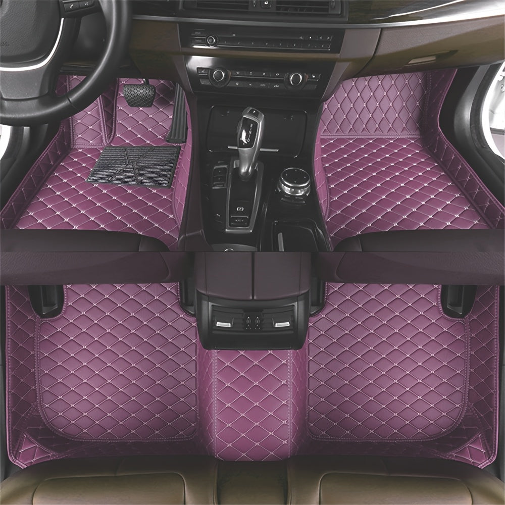 Full Set Car Floor Mats for Honda, CR-V 2006-2010 Full Coverage All Weather Protection Waterproof Non-Slip PU Leather, Purple