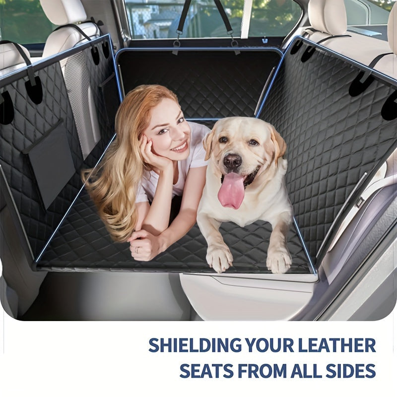 Ultimate Dog Back Seat Cover - 100% Waterproof, Scratch-Resistant, Anti-Slip, Mesh Window, Easy Clean Design - Standard Size for Cars, SUVs, and Trucks
