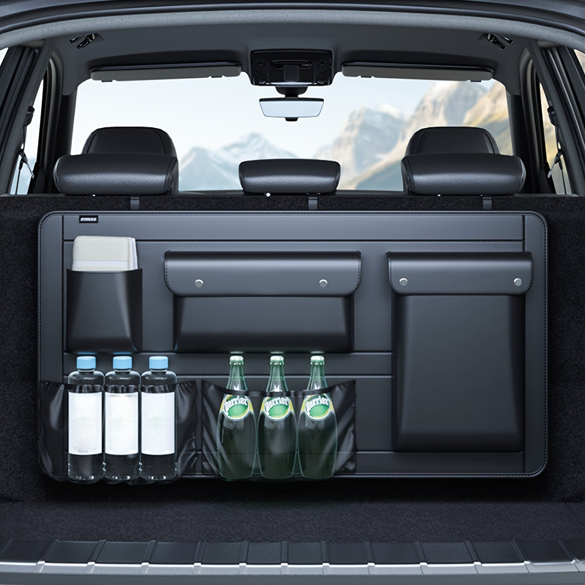 Multi-Functional Car Trunk Organizer with Seat Back Storage - Large Capacity Vehicle Cargo Box for Tools, Groceries, and Accessories - Durable Black Fabric with Multiple Compartments, Car Travel Accessories, Best for Christma