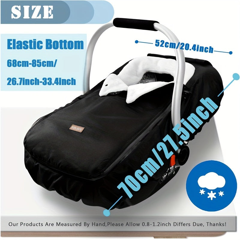 Infant Car Seat Cover, Protective Cover for Babies, Winter Shield, Universal Winter Car Seat Cover for Boys And Girls, Comfortable And Warm, Car Seat Covers for Baby Seats (Black)