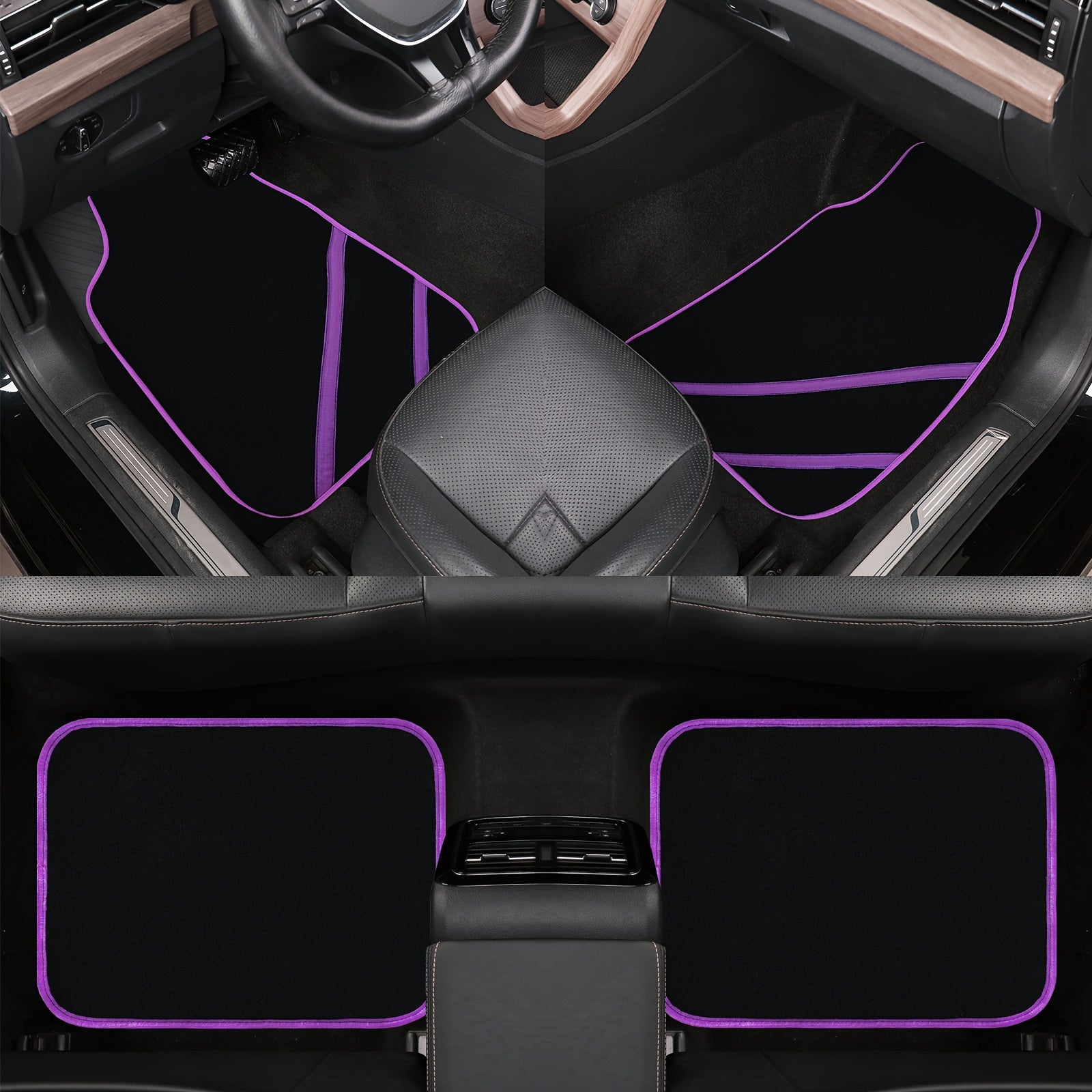 4pcs Universal Anti-Slip Car Floor Mats Set, High-Durability Foot Pads for Front & Rear Seats, All-Season Vehicle Interior Accessories, Fits Most Cars