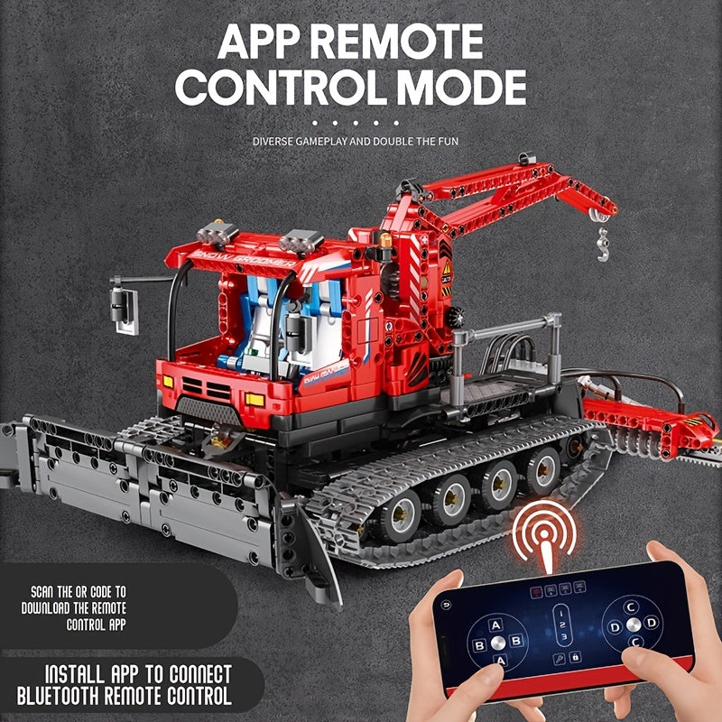 1100pcs Vehicle Blocks Left And Right Track Independent Control, Simulated Engine Ideal Holiday Gifts Electric Toy Car Accessories Collection