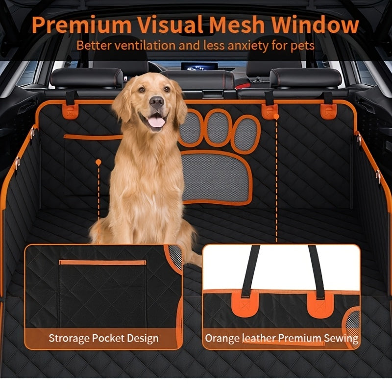 Dog Seat Cover, Pet Dog Seat Cover Hammock Heavy Duty Scratch Resistant Slip Durable Soft Pet Rear Seat Cover For Cars, Trucks And SUVs Pet Car Mat Open Net Waterproof Dog Car Seat Cushion Trunk Anti Slip Wear Resistant Pet S