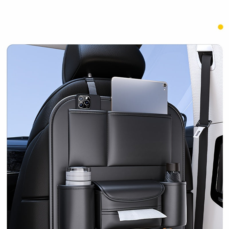 1 Piece PU Leather Universal Car Seat Back Storage Bag - Large Capacity Multifunctional Pocket with Rear Storage for Organizing Essentials