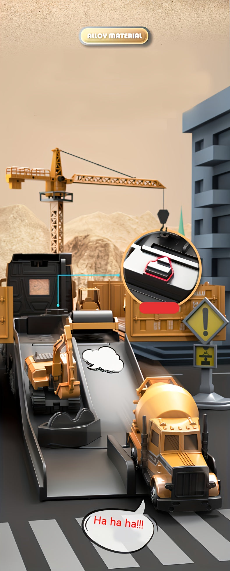 Super Large Alloy Container Engineering Vehicle Set Toy Container Ejectable Large Crane Model Boy As Halloween Gift