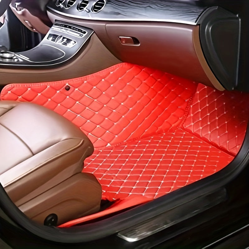 Waterproof & Durable PU Leather Car Floor Mats for ORA Funky Cat GT/2022 - Custom Fit, Stylish Checkered Design, Easy to Clean