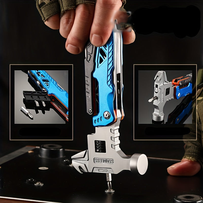 New Multifunctional Wrench, Hammer, Folding Pliers, Household Daily Maintenance, Vehicle Emergency Portable Tool, Camping Outdoor Combination Tool/1pc