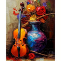 Diy Paint By Numbers Kit - Violin & Flowers Still Life | 19.7X15.7" Canvas | Eco-Friendly Acrylic Paints & Brushes Included (Frame Not Included)
