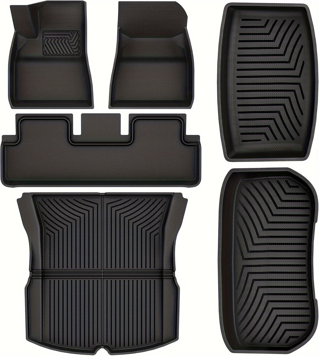 Floor Mats Fit for Tesla Model 3 Highland 2024, All Weather Waterproof Accessories for Model 3 Floor Mats, Rear Trunk Mat Cargo Liners