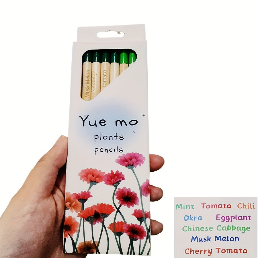 Plantable Wooden Pencil with Herb Seeds - Eco-Friendly Graphite Writing Pens with Flower Fruits - Sustainable Organic Gift for Gardeners and Writers
