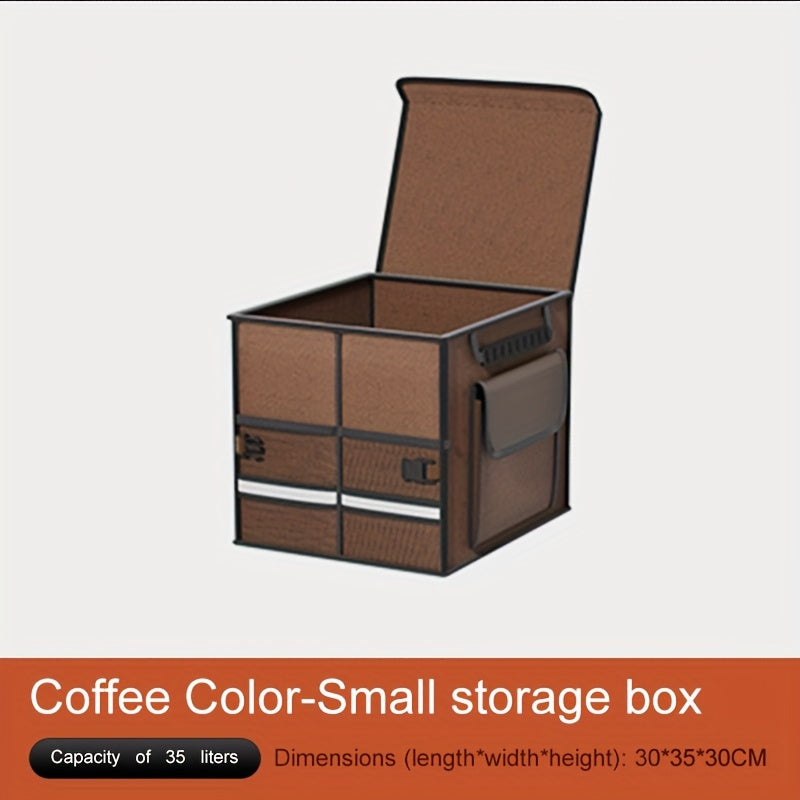 Foldable Car Trunk Organizer with Lid, Large Capacity Multi-Compartment Storage Box for SUV, Fabric Material with Mesh Pockets for Vehicle Cargo Organization