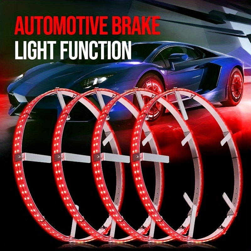 Car Environment Lights, 15.5 Inch Wheel Light Kit, Christmas Decoration, Truck Wheel Rock Lights, Can Be Controlled By Remote Control And APP Simultaneously Lock Function, Mobile App Music Rhythm Control LED Lights, Car High