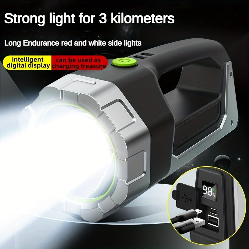 1pc High-Intensity LED Flashlight with Rechargeable 4000mAh Battery, Design, Magnetic Base & COB Side Lamp – Perfect for Camping, Fishing, Hunting, Car Repairs & Emergencies, Camping Essentials | Robust Flashlight Design |