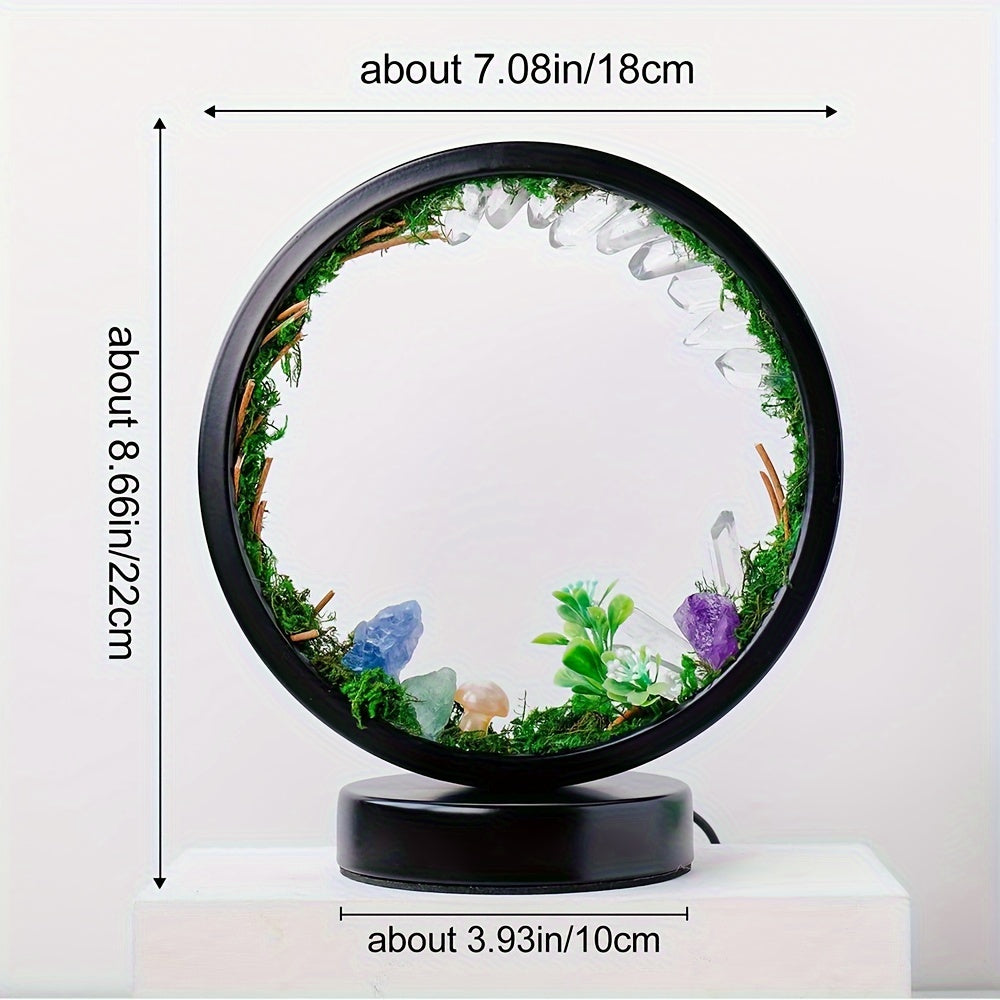 [Natural Crystal Lamp] Natural Crystal Table Lamp - Forest Eco Style Ambient Lamp - Therapeutic Crystal Night Lamp with USB Port and 3 Colours Dimming Patterns for Bedroom Bedside Lamp Office Desk Lamp Home Decor Holiday Gift