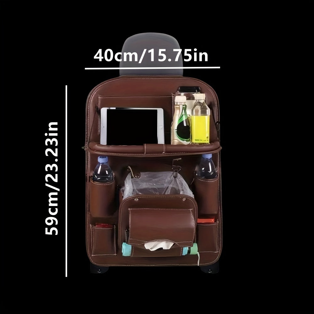 1pc Car Rear Seat Storage Box, Car Rear Seat Storage Bag, Kick Mat Car Rear Seat Protector Tissue Box Cup Holder, Laptop Table, Car Dinner Plate, Car Seat Cover Protector