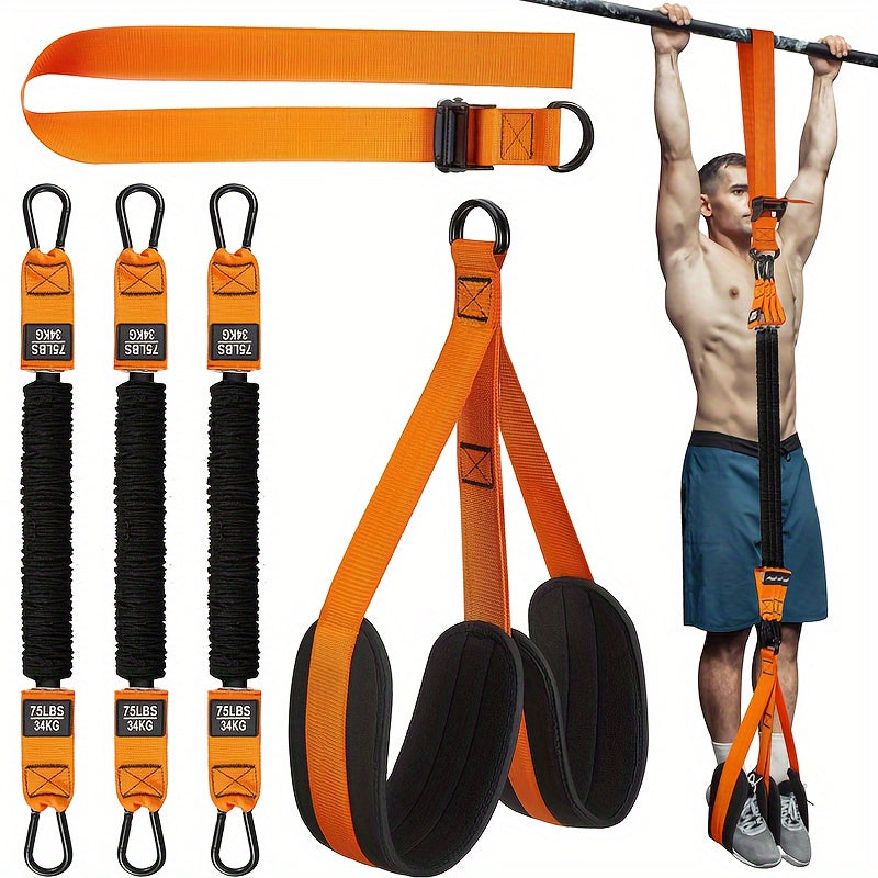 Pull Up Assist Band Set with Adjustable Resistance, Heavy-Duty TPE Fabric, Upgraded Metal Buckle & Cloth Protection, Durable Stretch Fitness Bands for Upper Body Strength - Includes Foot/Knee Rests