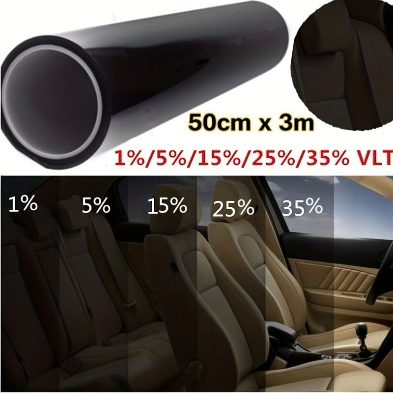 19.69inch*118.11inch Sun Film Car Glass Sunscreen Heat Insulation Black Car Window Film Car Roof Film