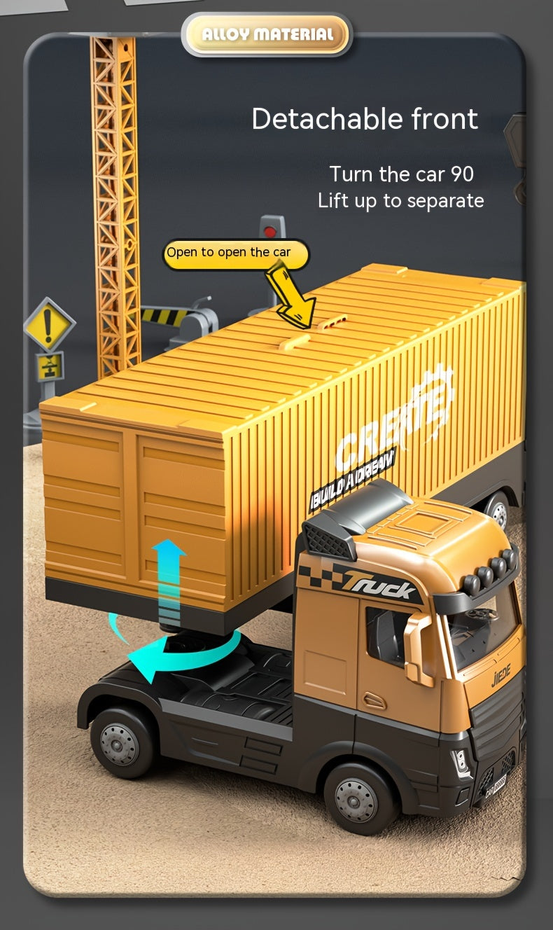 Super Large Alloy Container Engineering Vehicle Set Toy Container Ejectable Large Crane Model Boy As Halloween Gift