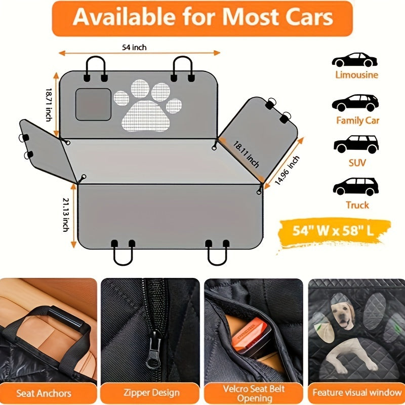 Dog Seat Cover, Pet Dog Seat Cover Hammock Heavy Duty Scratch Resistant Slip Durable Soft Pet Rear Seat Cover For Cars, Trucks And SUVs Pet Car Mat Open Net Waterproof Dog Car Seat Cushion Trunk Anti Slip Wear Resistant Pet S