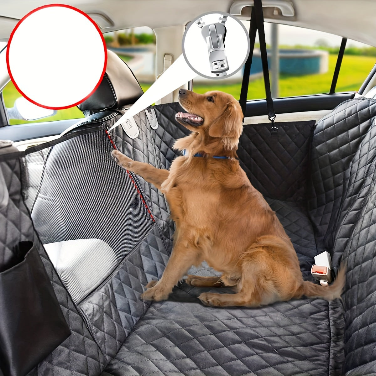 Dog Seat Cover for Back Seat, 100% Waterproof Dog Car Seat Covers with Mesh Window, Scratch Prevent Antinslip Dog Car Hammock, Car Seat Covers for Dogs, Dog Backseat Cover for Cars, Standard