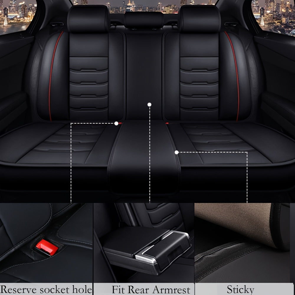 5 Seat Car Seat Covers PU Leather Seat Covers Full Set Waterproof for Car Sedan SUV Truck Vans Front & Rear Seat Cushion Protector with Back Big Storage Bag